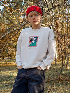 Свитшот Mark Formelle 123437/1/24-27360П-7 белый_песок_печать_3_сл_на_пол - фото 4