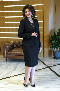 Деловой костюм из текстиля с подчеркнутой талией Alani Collection 1872 черный - фото 2