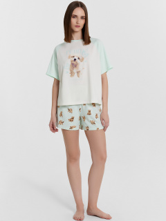 Футболка, шорты Mark Formelle 592535/24-33466ПП-16 св.молочный_собачки_на_св.мяте_3_сл_на_пол - фото 1