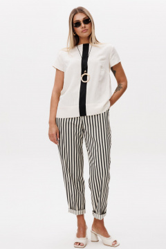 Блуза, брюки Ma Vie М-687 молочный _черный - фото 1