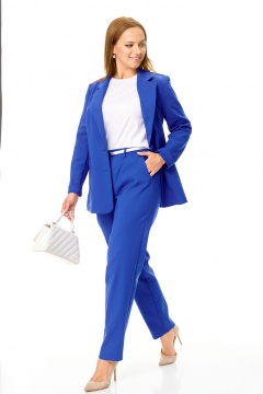 Брюки, жакет, футболка T&N 7664 сапфир_белый - фото 2