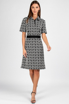 Платье полуприлегающего силуэта из вискозы VIZAVI 807 черно-белый - фото 5