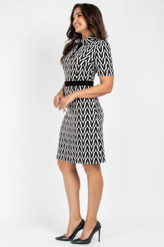 Платье полуприлегающего силуэта из вискозы VIZAVI 807 черно-белый - фото 4