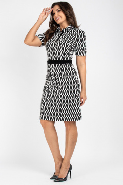 Платье полуприлегающего силуэта из вискозы VIZAVI 807 черно-белый - фото 3
