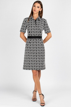 Платье полуприлегающего силуэта из вискозы VIZAVI 807 черно-белый - фото 1