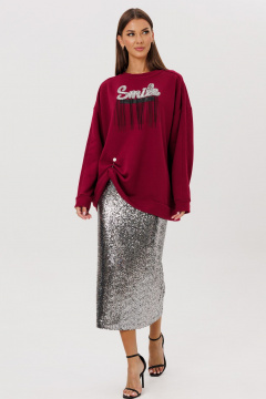 Свитшот, юбка Ларс Стиль 1121 марсала_стальной - фото 1