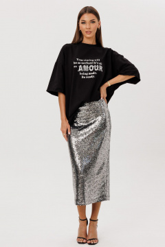 Футболка, юбка Ларс Стиль 1122 черный_стальной - фото 2