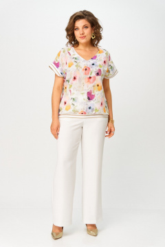 Блуза Swallow 857.1 молочный/акварельные_цветы - фото 5