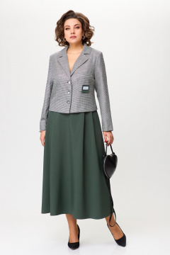 Жакет, юбка Aira Style 24-17А серо-зеленый - фото 2