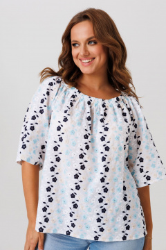 Блуза Anastasia 1254 белый_цветы - фото 1