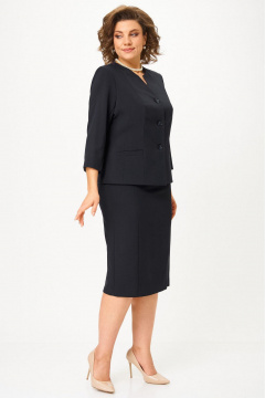 Костюм 2-ка с жакетом и юбкой, деловой стиль, демисезон БелЭльСтиль 723-3_01_22+536-2_93_22 черный однотон - фото 4