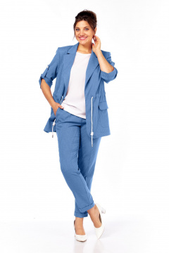 Блуза, брюки, жакет Ольга Стиль С-944 джинс - фото 1