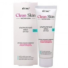 Крем для лица Belita ЧИСТАЯ КОЖА УЛЬТРАЛЕГКИЙ КРЕМ для лица 24ч с АНТИ-АКНЕ комплексом - фото 1