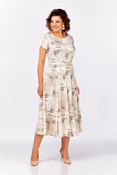 Платье Swallow 820.1 кремово-бежевый/цветы - фото 5
