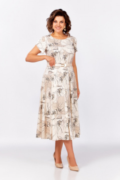 Платье Swallow 820.1 кремово-бежевый/цветы - фото 1