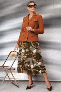 Жакет, юбка Мода Юрс 2928 терракот - фото 1