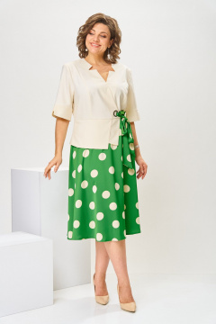 Платье Romanovich Style 1-2798 зеленый/горох - фото 4