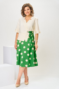 Платье Romanovich Style 1-2798 зеленый/горох - фото 3