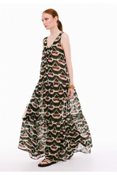 Платье DEVITA 1044 коричневый_зеленый_принт - фото 2