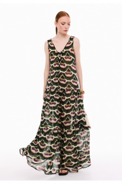 Платье DEVITA 1044 коричневый_зеленый_принт - фото 1