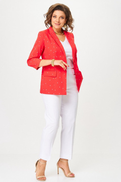 Брюки, жакет БелЭльСтиль 412-3_14_22+586-2_87_22 красный+белый - фото 4