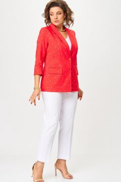 Брюки, жакет БелЭльСтиль 412-3_14_22+586-2_87_22 красный+белый - фото 3