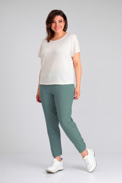 Брюки, жакет, майка Liona Style 755 пепельно-зеленый - фото 3