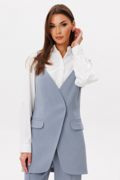 Блуза, брюки, жилет Ларс Стиль 1103 серый-молочный - фото 5