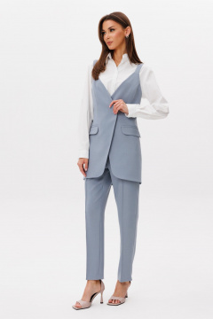 Блуза, брюки, жилет Ларс Стиль 1103 серый-молочный - фото 2