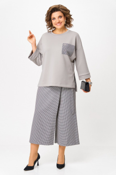 Джемпер, кюлоты Michel chic 1362/2 серый,клетка - фото 1