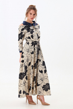 Платье NikVa 985-1 сине-песочные_лилии - фото 4