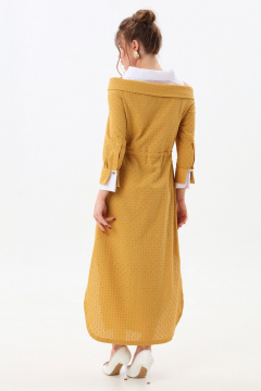 Платье NikVa 985-2 горчица_молоко - фото 5