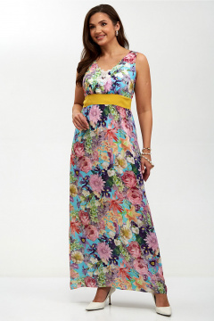 Сарафан Таир-Гранд 6406 бирюза_желтый_пояс - фото 1