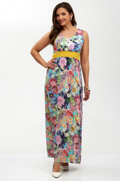 Сарафан Таир-Гранд 6406 бирюза_желтый_пояс - фото 5