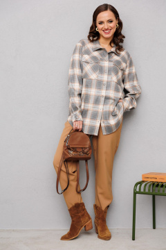 Брюки, рубашка Mubliz 247 клетка_карамель - фото 1