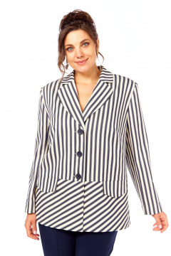 Жакет Элль-стиль 2393ж молоко_темно-син_полоска - фото 3