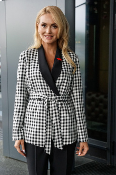 Брюки, жакет Alani Collection 2384 клетка-черный - фото 4