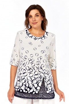 Блуза Abbi 4062 белый_темно-синий - фото 1