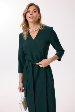 Платье на запАхе с воланами и V-образным вырезом Твой имидж 1988 бутылочная_зелень - фото 4
