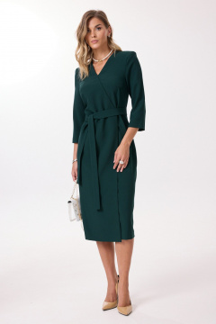 Платье на запАхе с воланами и V-образным вырезом Твой имидж 1988 бутылочная_зелень - фото 3