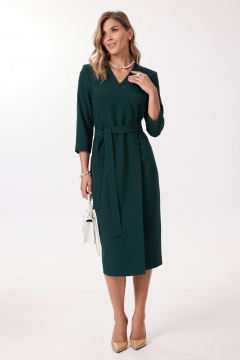 Платье на запАхе с воланами и V-образным вырезом Твой имидж 1988 бутылочная_зелень - фото 1