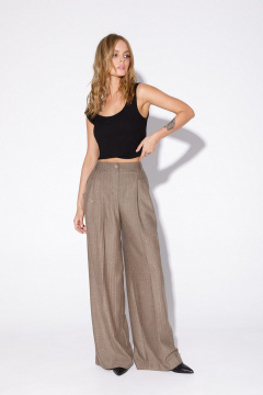 Широкие брюки-палаццо с пайетками из текстиля PiRS 5577 бежевый - фото 2