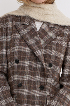Жакет свободного кроя в клетку из текстиля PiRS 5758 коричневый - фото 4