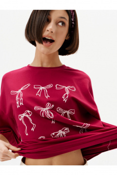 Футболка 10DENCY 23331 бордовый-молочный - фото 3