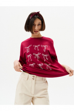 Футболка 10DENCY 23331 бордовый-молочный - фото 2