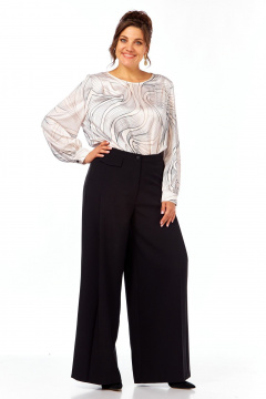 Блуза, брюки Элль-стиль 2397 молочный_принт - фото 2
