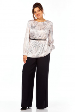 Блуза, брюки Элль-стиль 2397 молочный_принт - фото 1