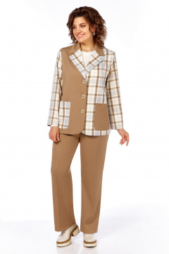 Брюки, жакет БагираАнТа 1045 коричневый_клетка - фото 1