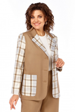 Брюки, жакет БагираАнТа 1045 коричневый_клетка - фото 3