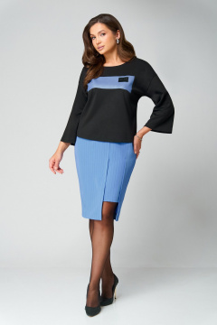 Туника, юбка Мишель стиль 1292 черно-голубой - фото 4